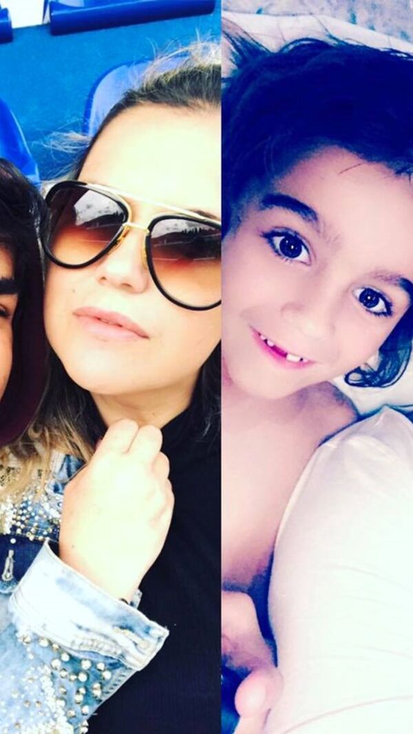 Katia Aveiro e os filhos