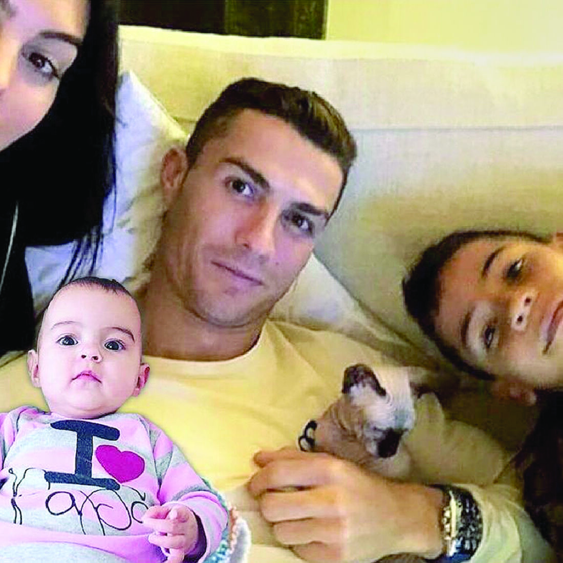Cristiano Ronaldo e Georgina Rodriguez ao lado de Cristianinho e Alana Martina