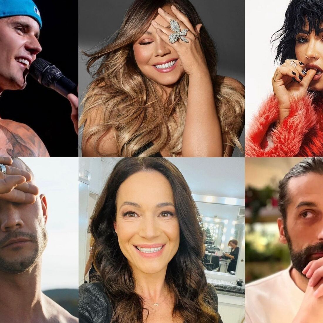Justin Bieber, Mariah Carey, Demi Lovato, Pedro Barroso, Paula Neves, António Raminhos 