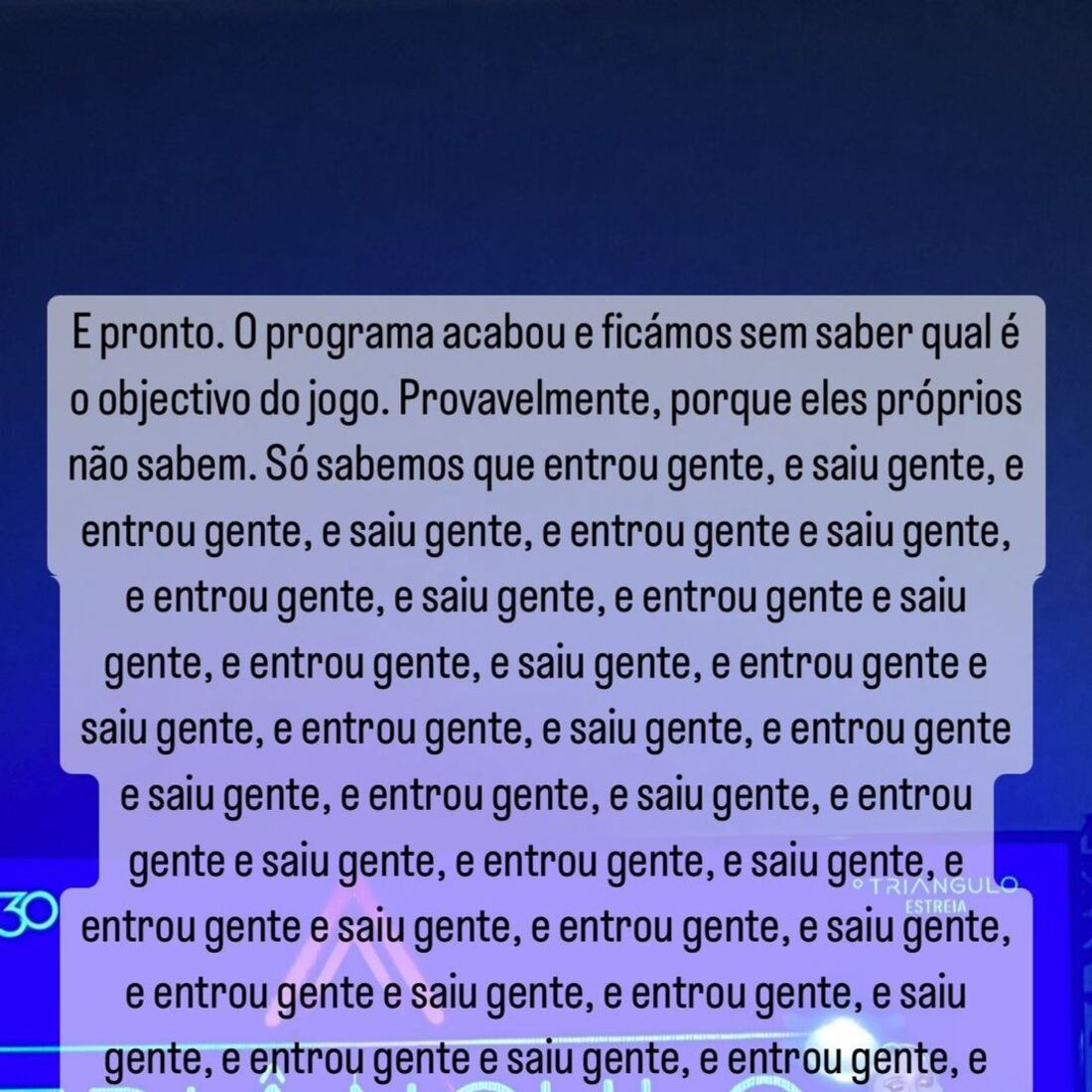 Pipoca estreia de 'O Triângulo 