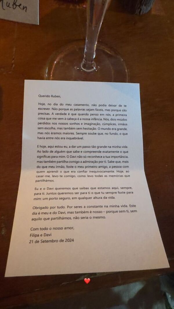 Ruben Rua, carta, Filipa