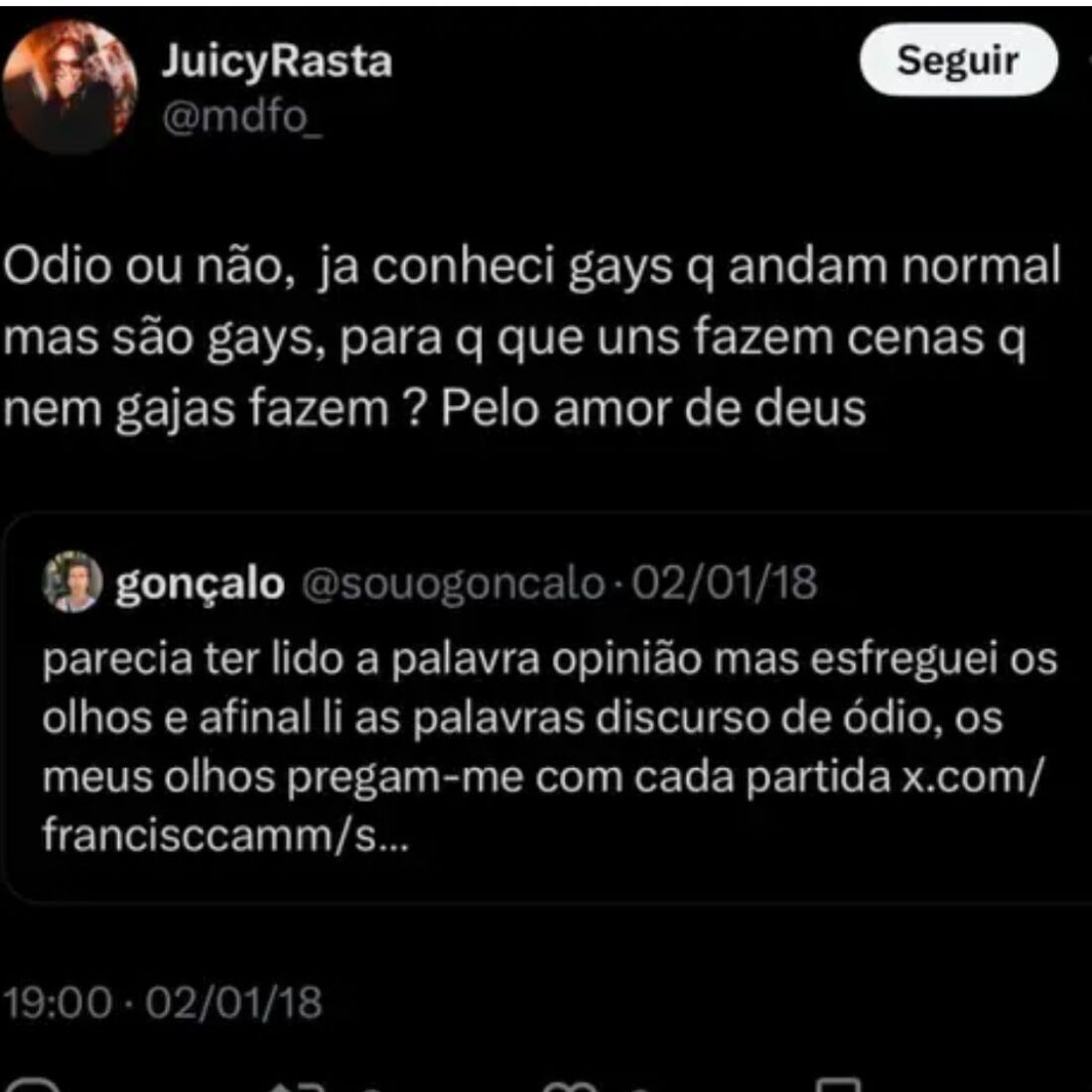 Publicações homofóbicas de Maycon