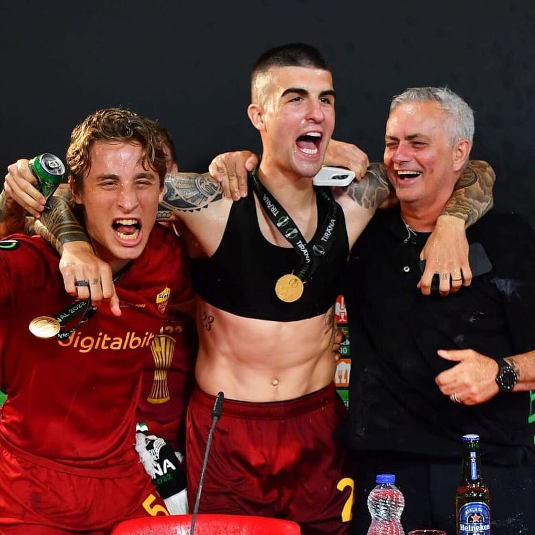 Edoardo Bove, Gianluca Mancini, José Mourinho