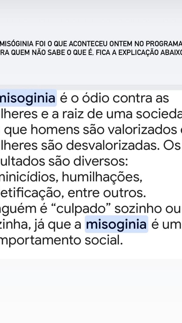 Misoginia é ódio contra mulheres, raiz de sociedade desigual