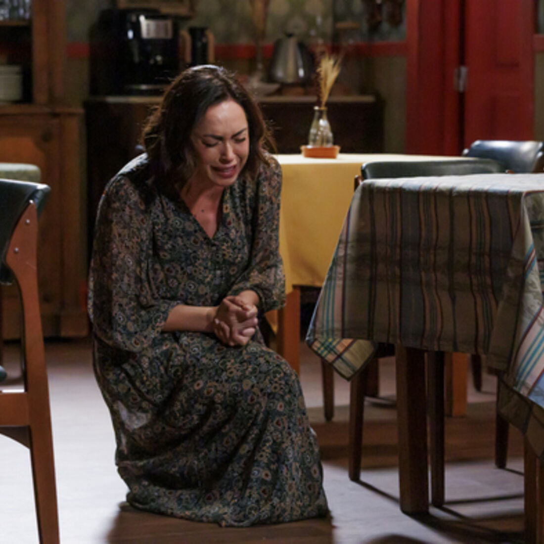 Susana da novela 'A Herança' num momento de desespero