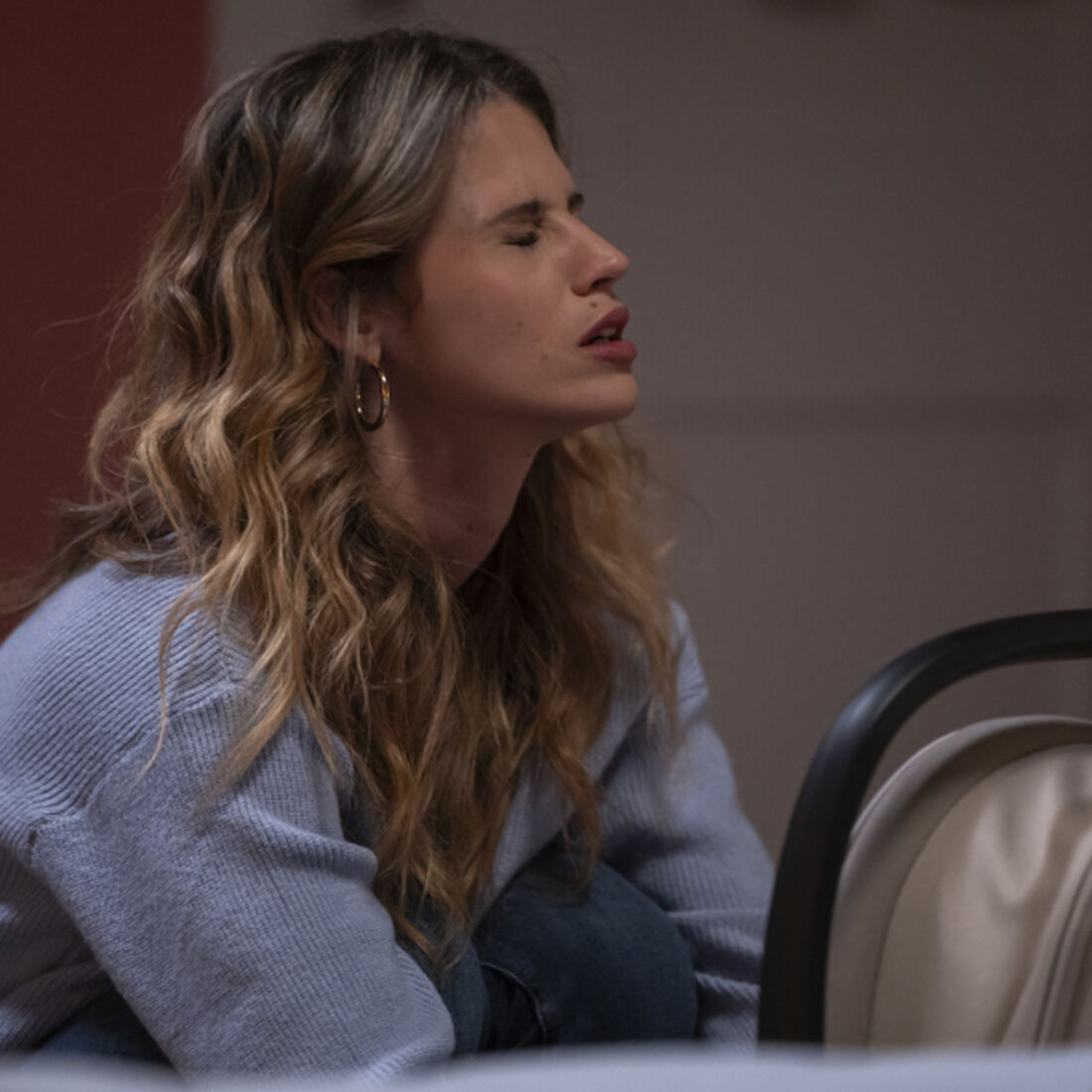 Mariana com a filha bebé na novela A Protegida