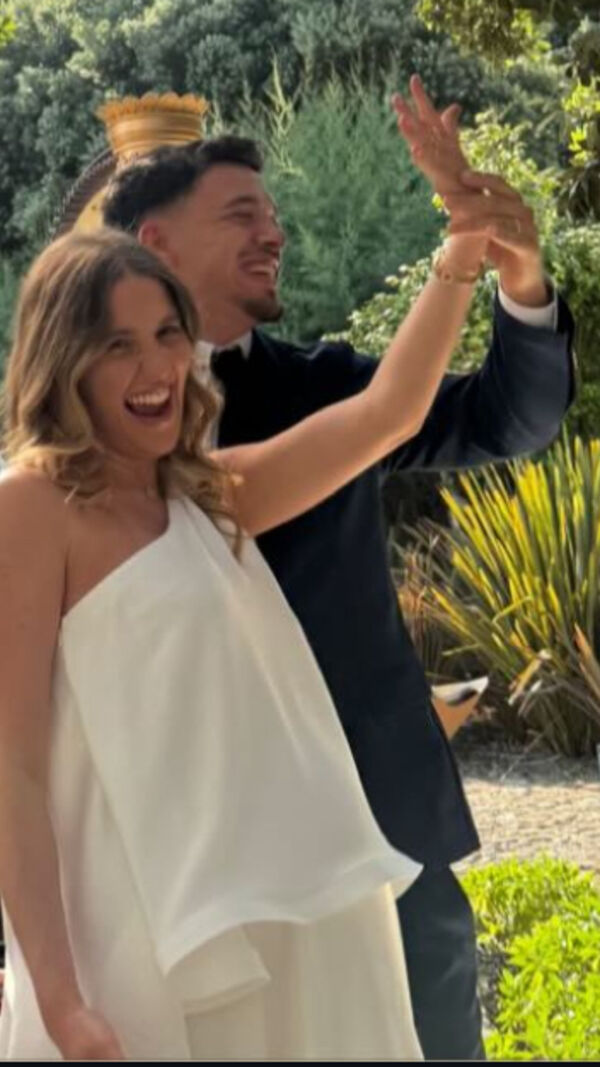 Pote e a mulher, Bruna Rafaela no dia do casamento