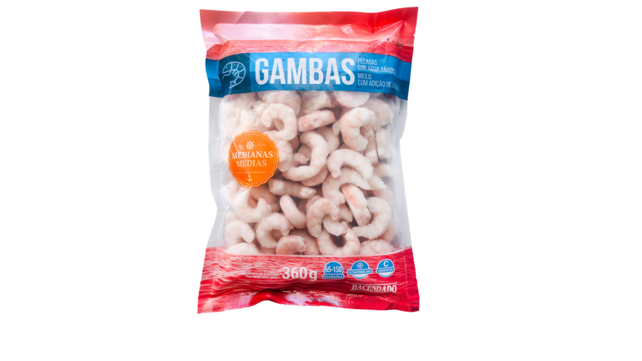 Gambas médias, um produto congelado e prático para refeições rápidas