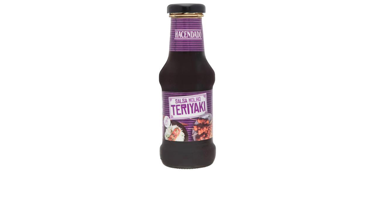 Molho Teriyaki Hacendado para arroz salteado com legumes e gambas