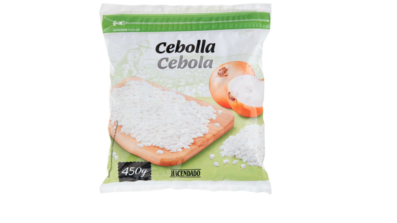 Cebola picada congelada Hacendado, ideal para refeições rápidas