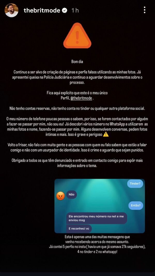 O alerta de Nuno Brito aos seus seguidores