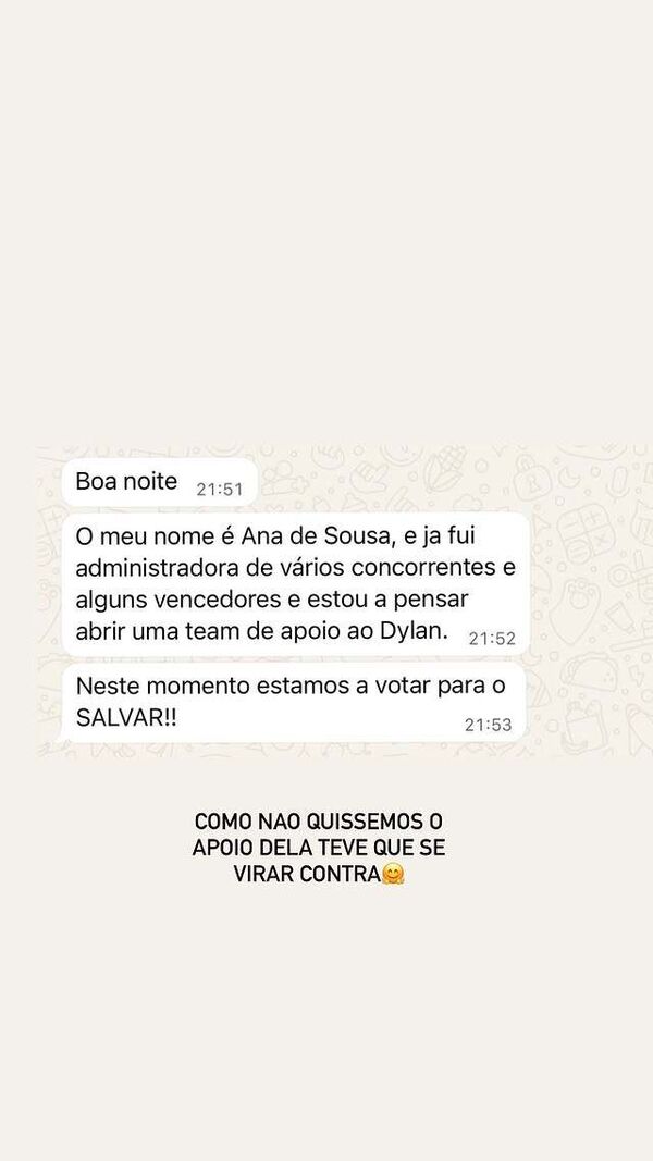 Dylan, Ana de Sousa, bronca 'teams'