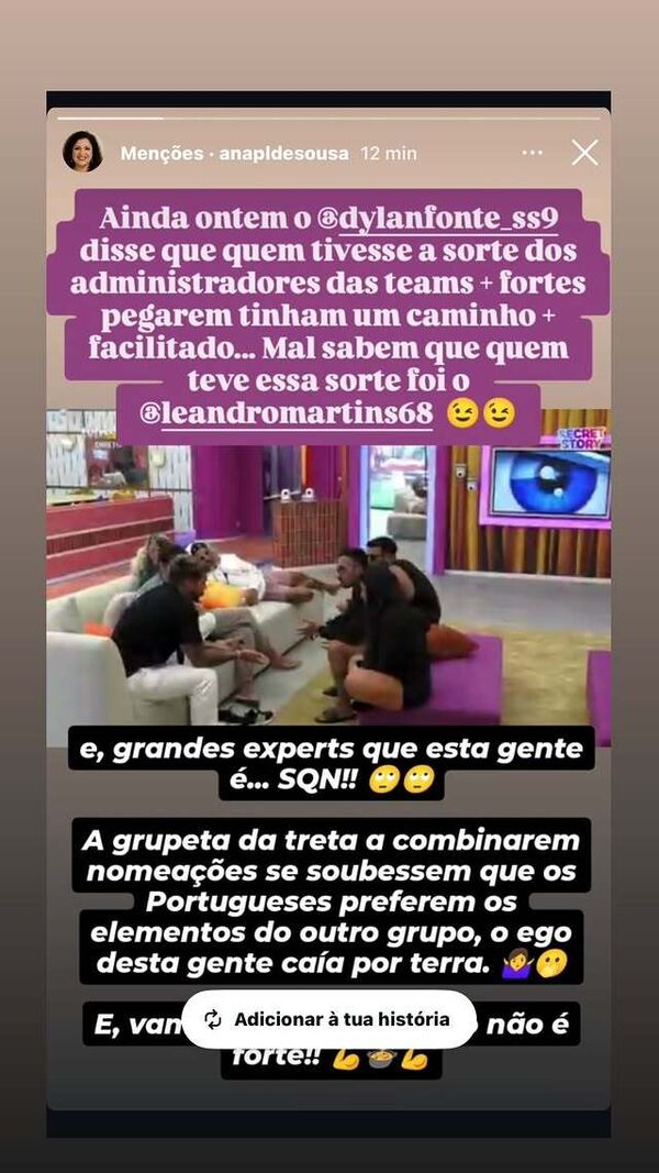 Dylan, Ana de Sousa, bronca 'teams'