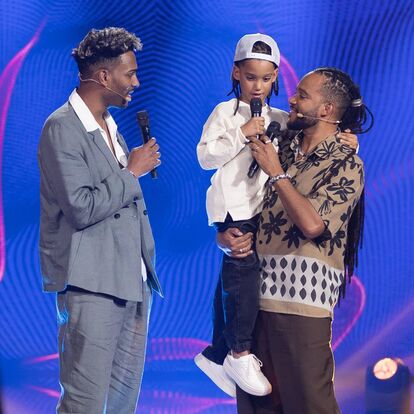 Calema e Leo, filho de Fradique, no The Voice