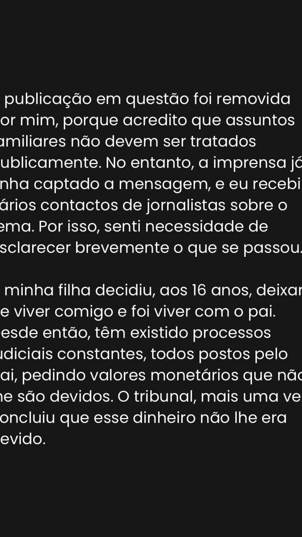 Bárbara Norton de Matos, comunicado