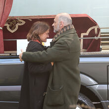 Rita Salema e Heitor Lourenço no funeral de Almeno Gonçalves