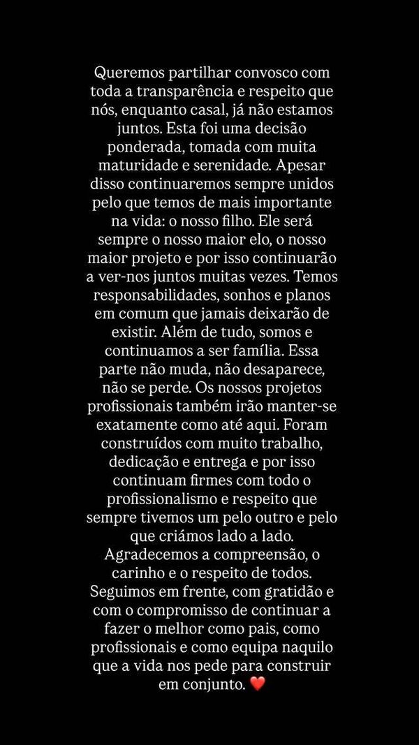 Cláudio Alegre e Cristiana Jesus anunciam que estão separados