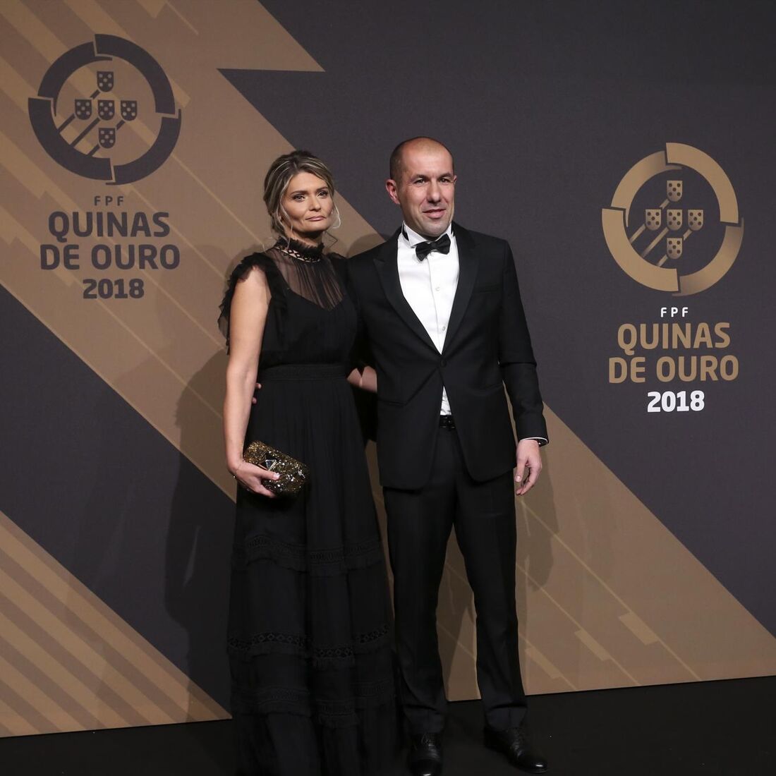 Leonardo Jardim com a mulher, Carla, na gala das Quinas de Ouro, em 2018