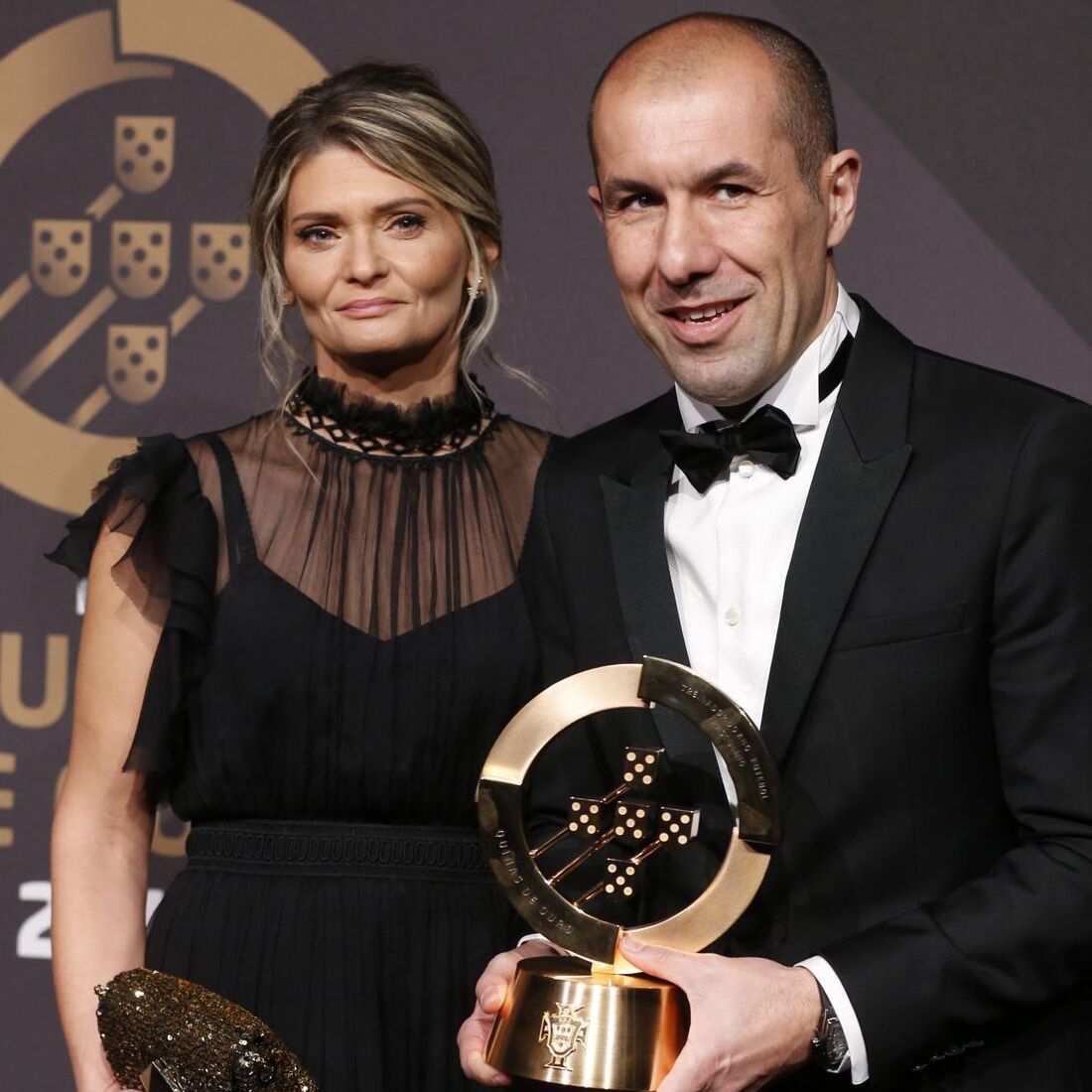 Leonardo Jardim com a mulher, Carla, na gala das Quinas de Ouro, em 2018