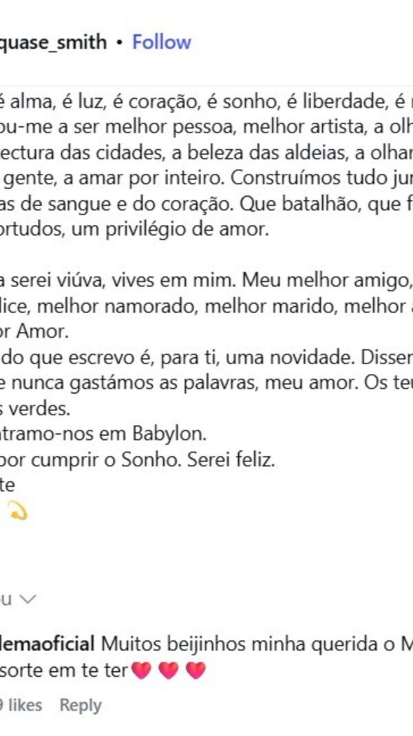O comentário de Rita Salema na partilha de Patrícia Pinheiro