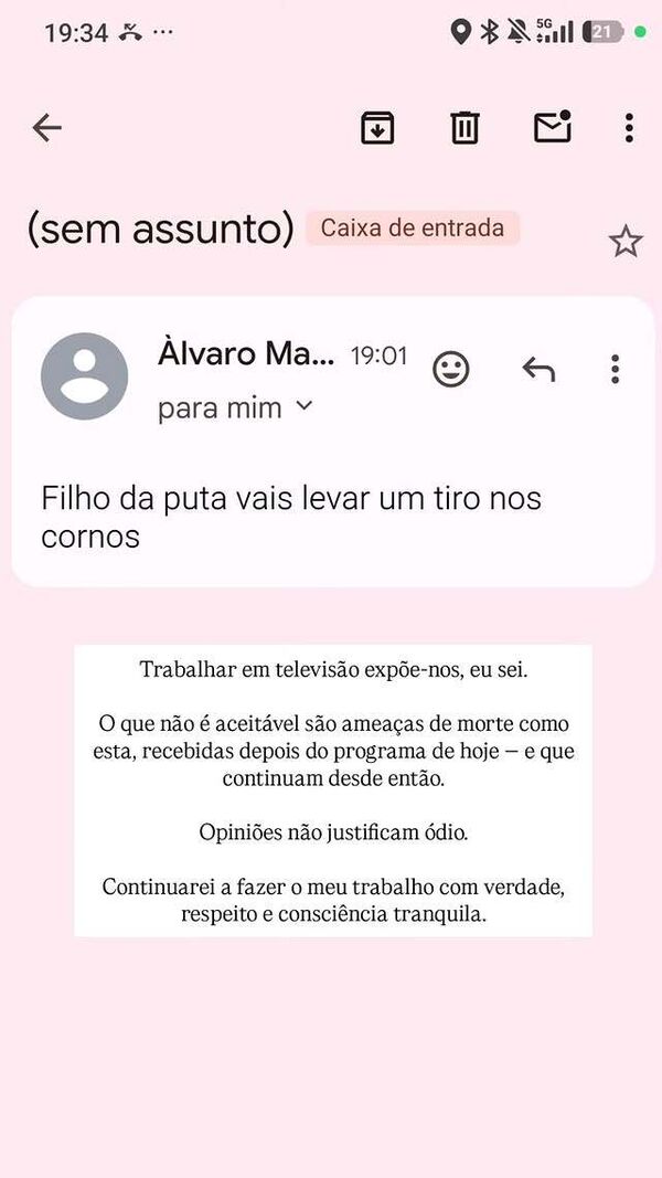 Cândido Pereira expõe ameaça de morte