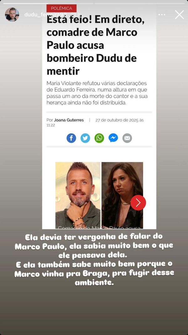 A partilha polémica de Dudu sobre Maria Violante