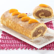 Torta de laranja com musse de chocolate e laranja cristalizada