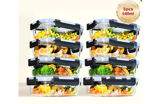 Conjunto de 8 caixas em vidro para armazenar alimentos