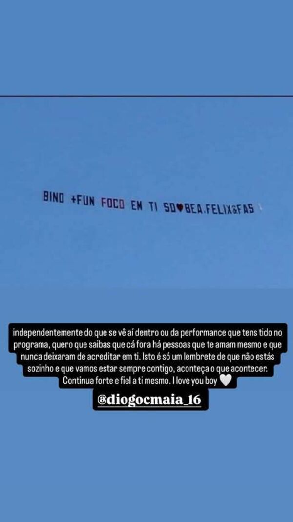 O avião de apoio a Diogo na 'Casa dos Segredos'