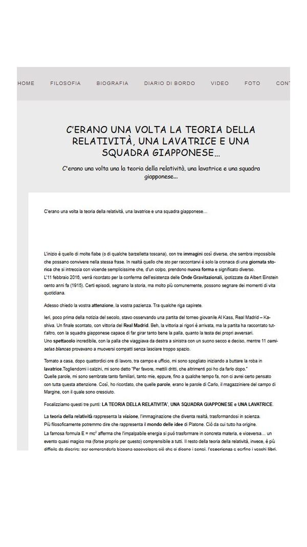 Como era o site de Farioli, onde publicava longos escritos sobre o desporto-rei