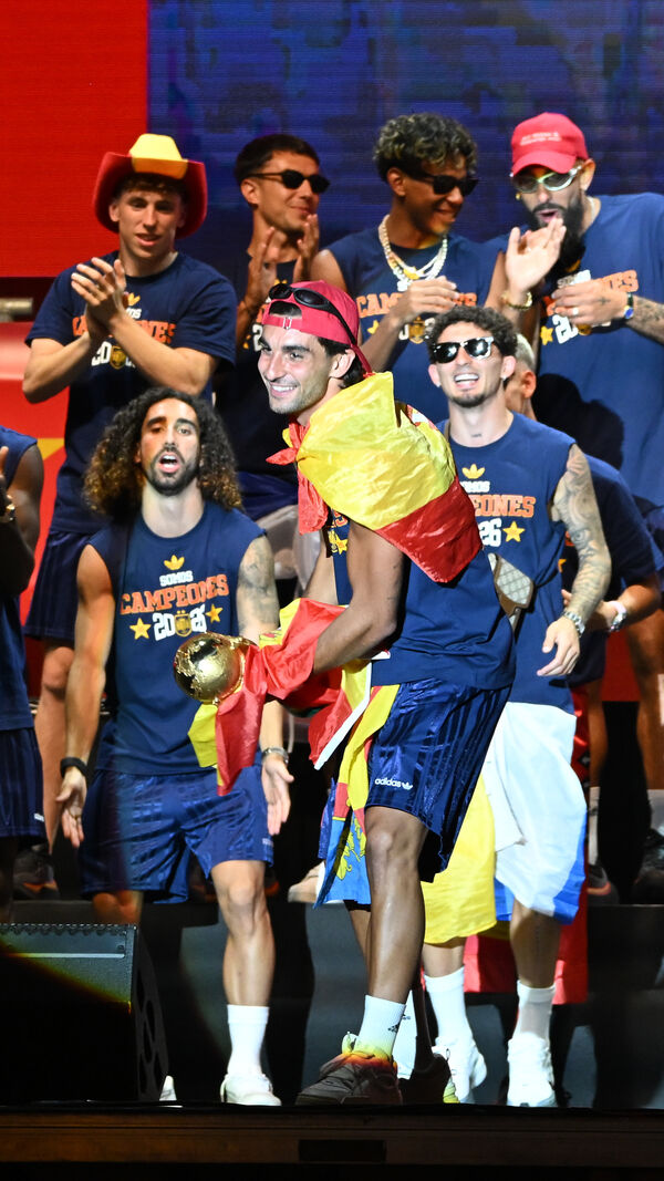 Ferrán Torres celebra a vitória da seleção espanhola de futebol no torneio de 2026