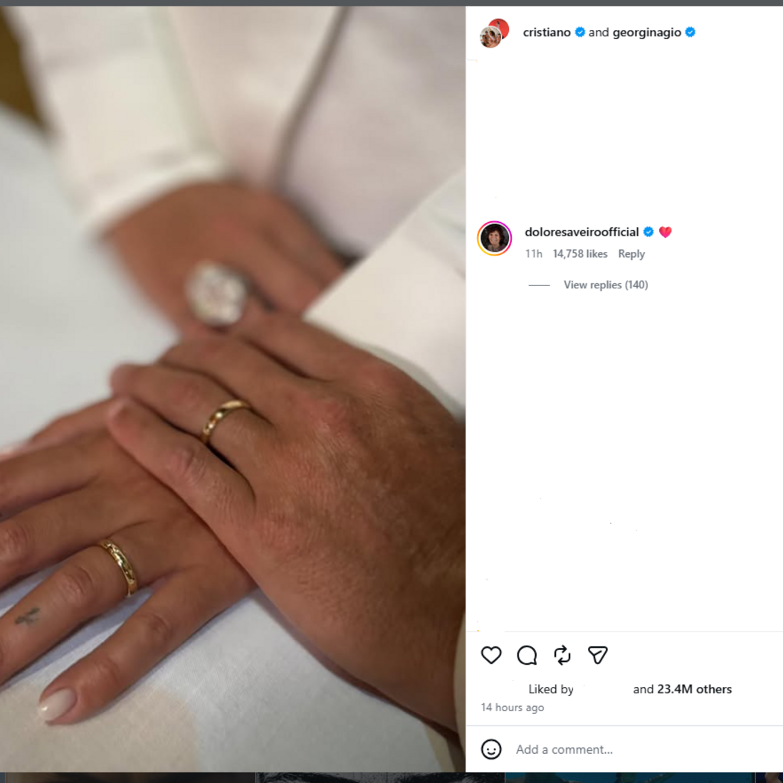 Dolores Aveiro reage ao casamento de Cristiano Ronaldo e Georgina Rodriguez