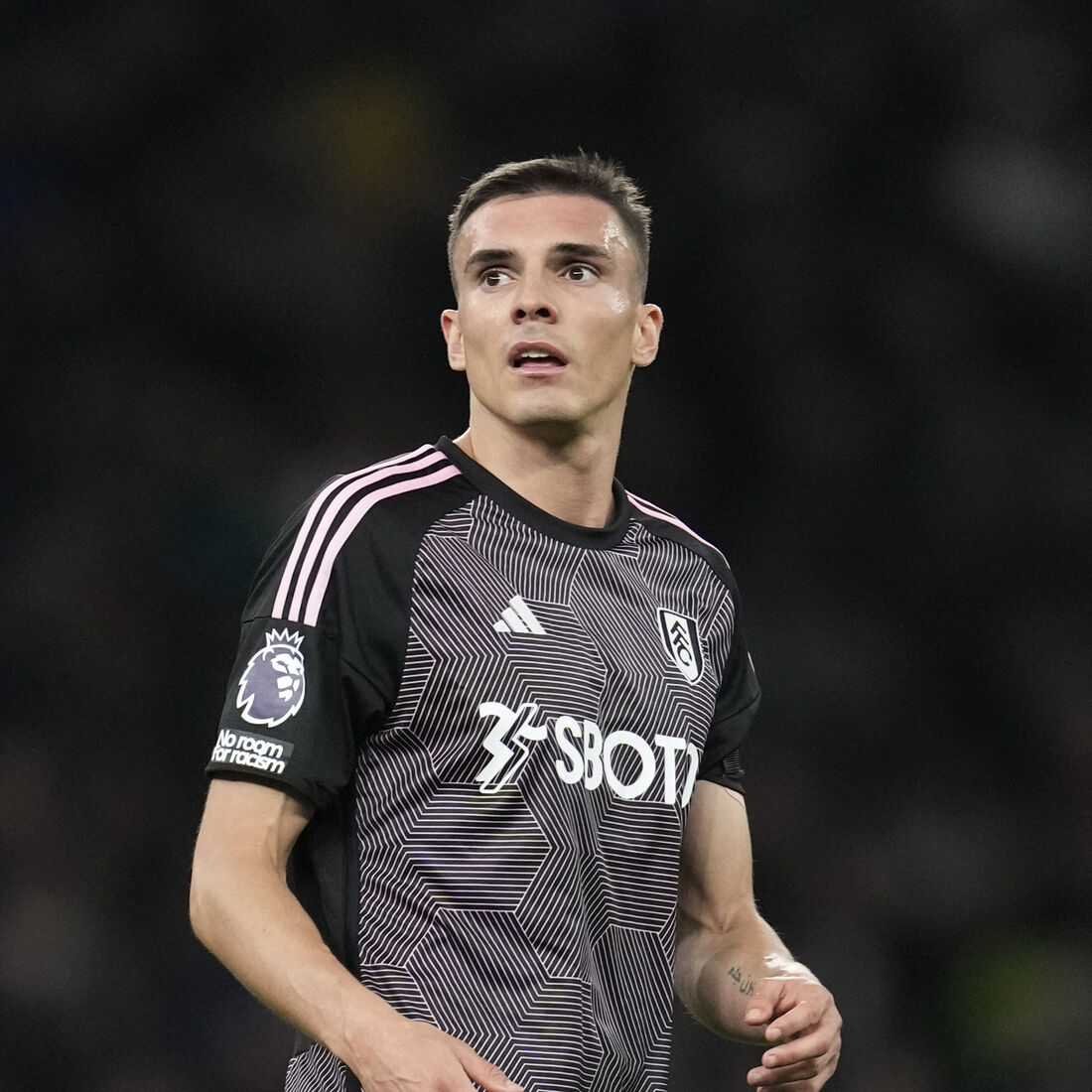 Fulham's Joao Palhinha during the English Premier League soccer match between Tottenham Hotspur and Fulham at the Tottenham Hotspur Stadium