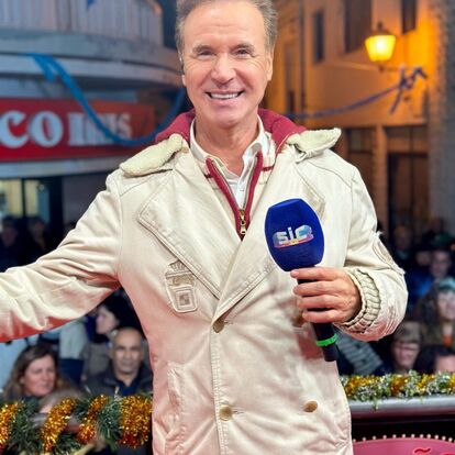 O cantor e apresentador alegre durante um "Domingão"