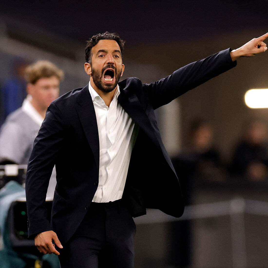 Ruben Amorim, head coach of AC Milan reacts during a pre-season soccer friendly between AC Milan and Inter in Perth,