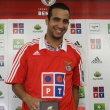 O jogador Ruben Amorim com a camisola do Benfica.Apresentação de