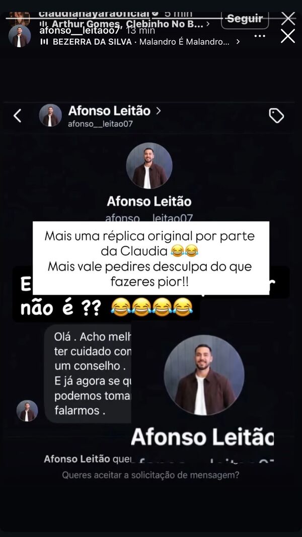 Afonso Leitão, Cláudia Nayara, polémica