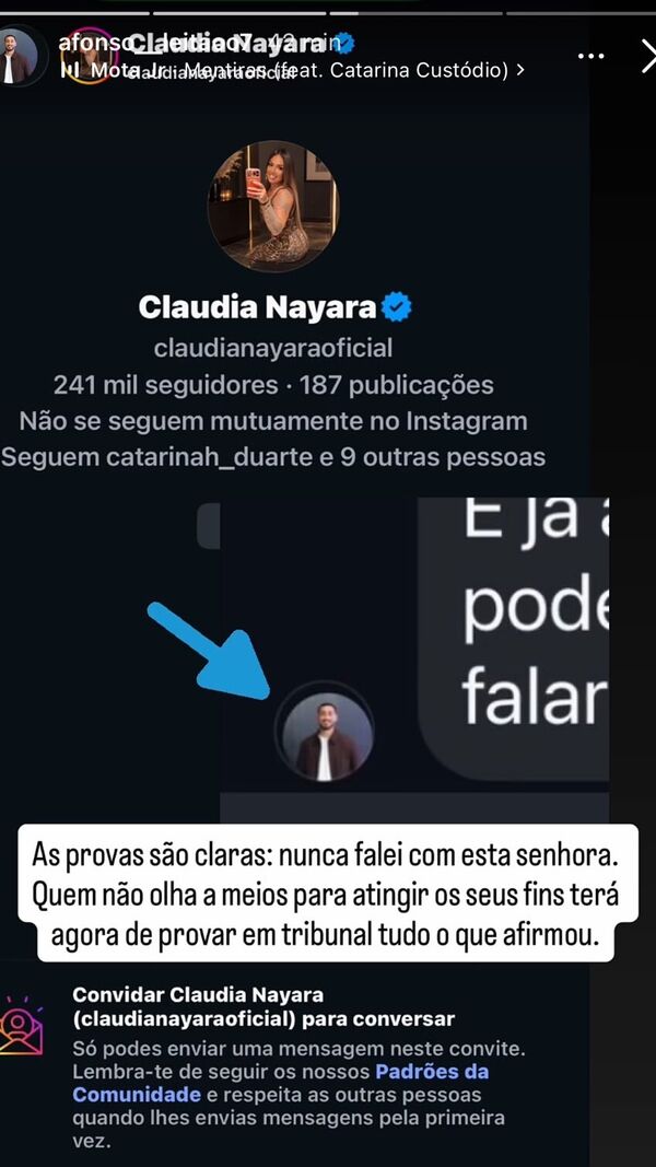 Afonso Leitão, Cláudia Nayara, polémica