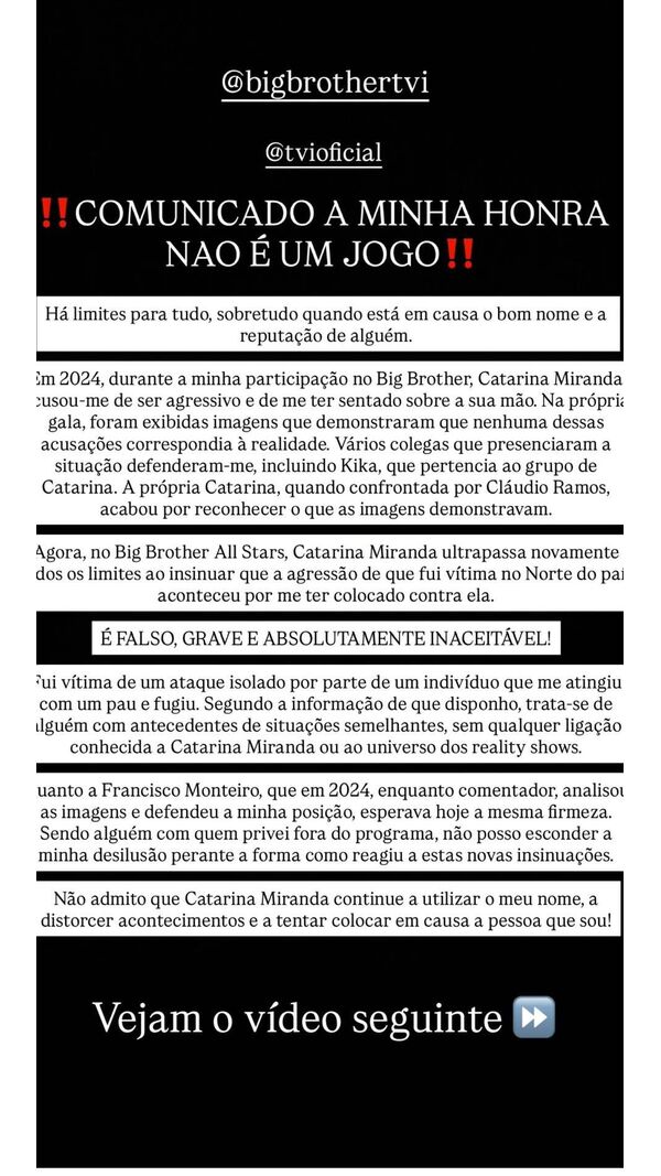 Nelson Fernandes atira-se a Catarina Miranda